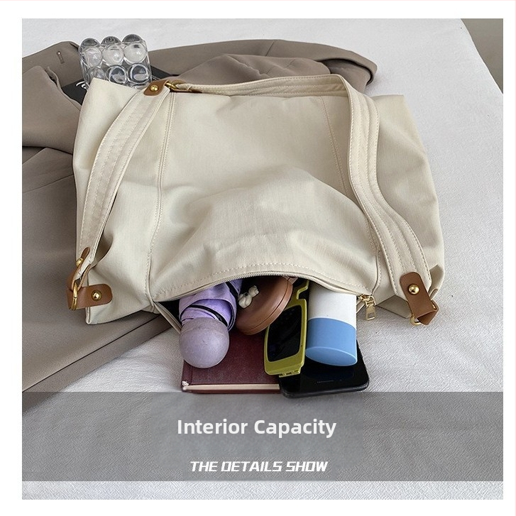 Nylonová tote taška pre ženy, mestský jednoduchý štýl, tvar dumpling, zapínanie na zips, stredná kapacita, na každodenné použitie