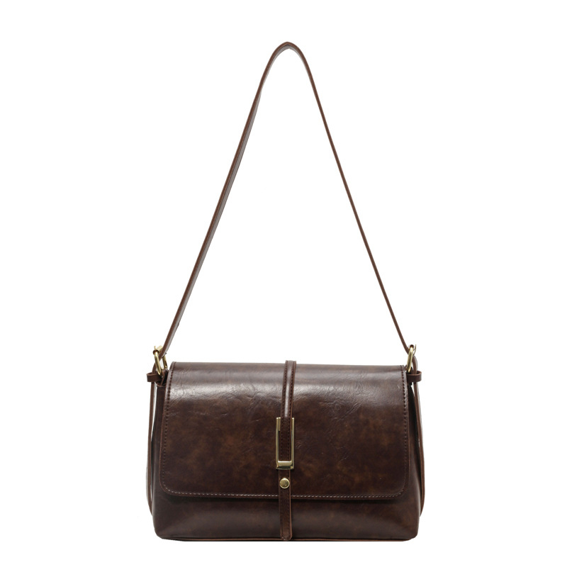 PU ženska torbica u urbanom minimalističkom stilu, mala kvadratna torba za rame, horizontalnog oblika, s džepom na zip, poliester podstava