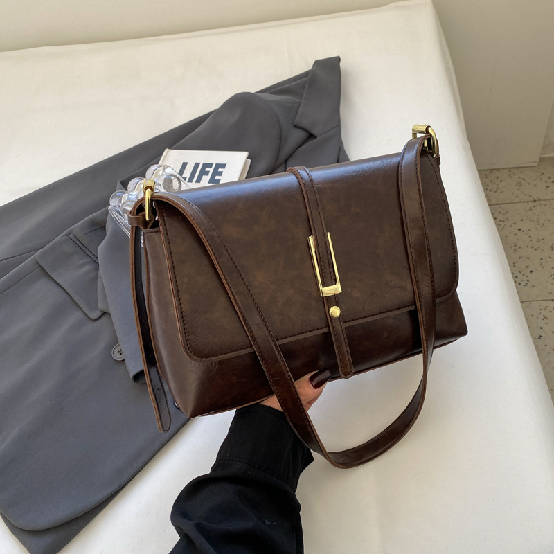 PU ženska torbica u urbanom minimalističkom stilu, mala kvadratna torba za rame, horizontalnog oblika, s džepom na zip, poliester podstava