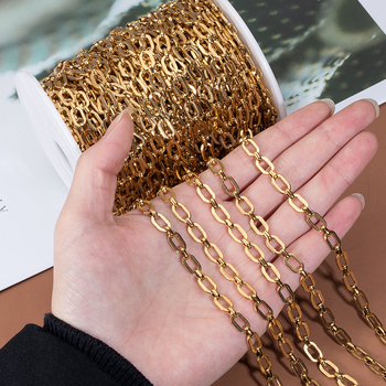 Ανοξείδωτη αλυσίδα με οβάλ σχήμα, ηλεκτροπλατινόμενη, Άνοιξη 2024