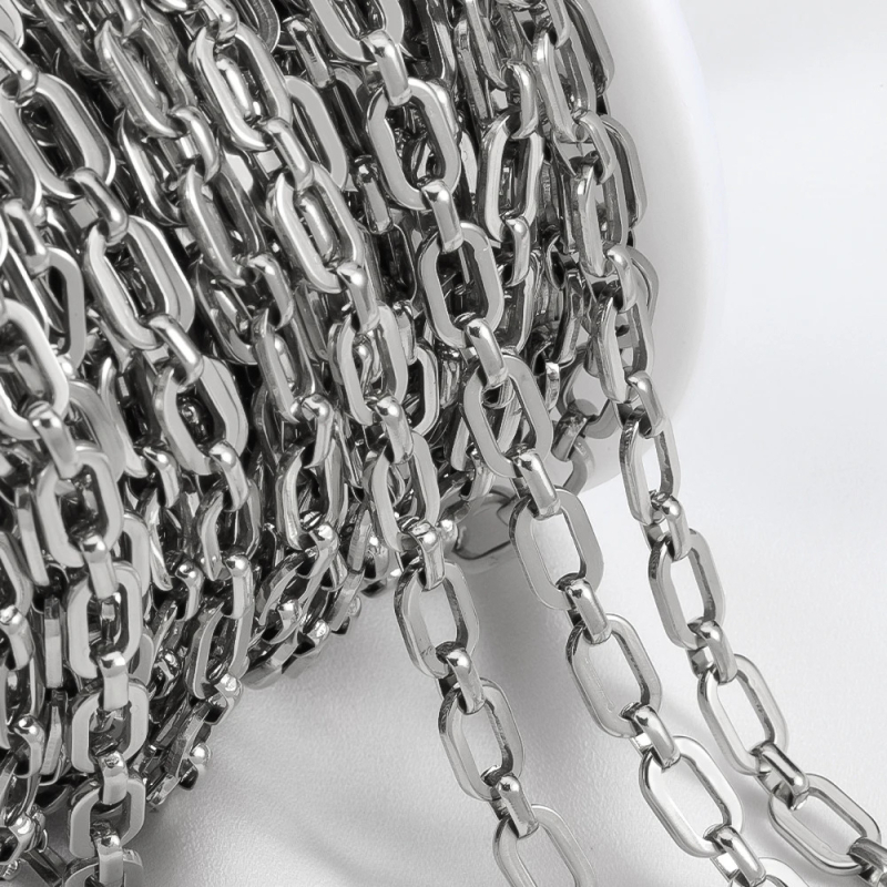 Nehrđajući čelik lanac s ovalnim oblikom, elektroplatirano, proljeće 2024
