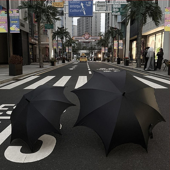 Γοτθική ομπρέλα με μακριά λαβή για βροχή ή ήλιο, χειροκίνητο άνοιγμα, ύφασμα βινύλιο (Impact Cloth), UPF > 40