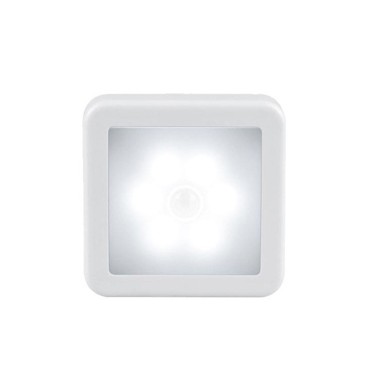 Noćna lampica, kvadratna svjetiljka za ormarić s senzorom pokreta, baterijsko napajanje 5V, plastično sjenilo, moderni minimalistički dizajn, vijek trajanja 10.000 sati