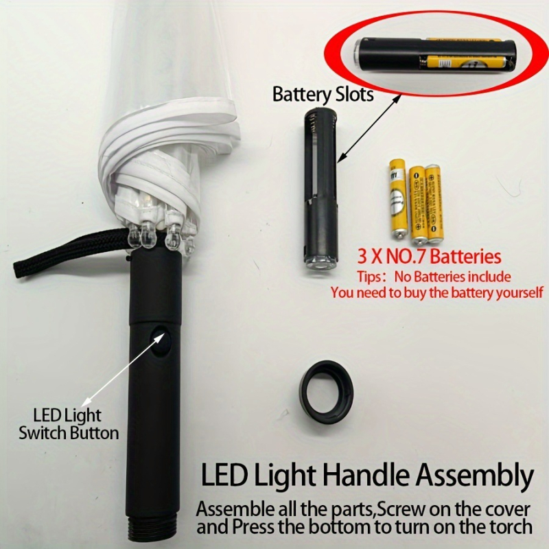 LED kišobran s efektom vatrometa i svjetlećim tokom boja, čelični okvir, 190T platno, duga drška, hippie stil