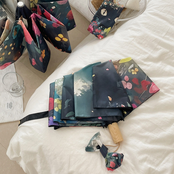 Katinės animacijos dizaino sulankstomas skėtis | automatinis atidarymas | UPF 50+ | 190T audinys | pluošto rėmas