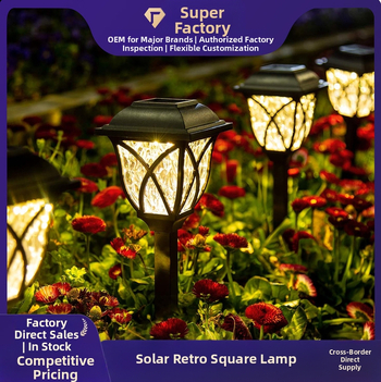 Solárne štvorcové sieťové svetlo pre vonkajšiu výzdobu, LED, indukčný spínač, dizajn v tvare kvetu, model 2024-22, doba svietenia 6–12 hodín