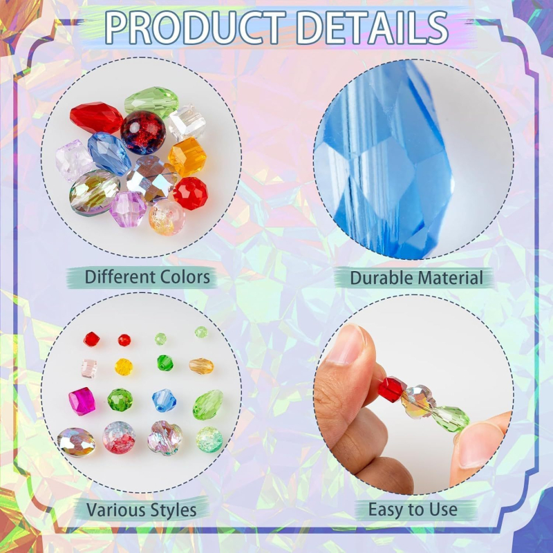 Staklene perle za izradu nakita – sjajne kristalne labave perle za ručni rad