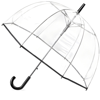 Apollo skaidrus skėtis su 8 rėmų briaunomis, plastine rankena, geležinis stiebas, pusiau automatinis atidarymas