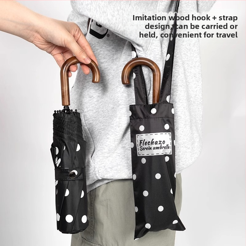 Слънчев чадър с извита кука, каркас с 8 ребра, ръчно отваряне/закриване, UPF > 50, полиестер 190T плат, тегло 310 g, преносим ретро дизайн