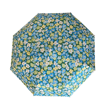 Gėlių rašto sulankstomas skėtis, visiškai automatizuotas, vinilinės medžiagos audinys 190T, UV PA+++ apsauga, pluošto skersiniai, geležies strypas, plastikinė rankenėlė