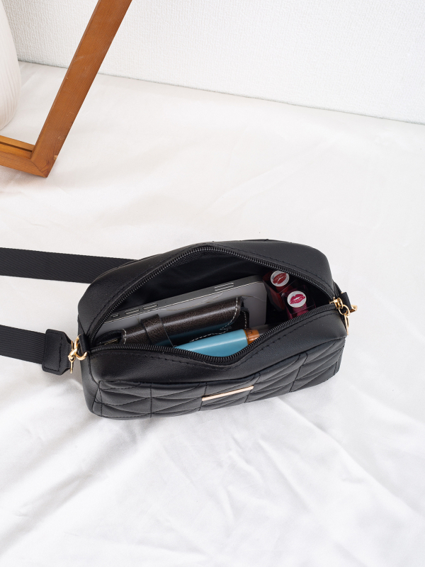 Дамска квадратна чанта за рамо, PU, хоризонтална форма, цип, джоб за мобилен телефон, една презрамка