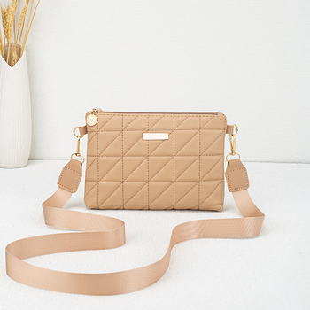 Ženska PU horizontalna kvadratna torba sa zatvaračem, unutarnji džepovi za telefon i ID, poliester podstava