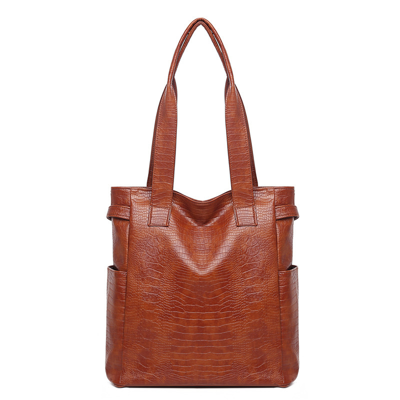 PU kožna tote torba s vertikalnim kvadratnim oblikom, zatvarač, podstava od poliestera