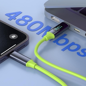Type-C dátový kábel s digitálnym displejom, 240W rýchle nabíjanie, jednokanálový konektor, PVC