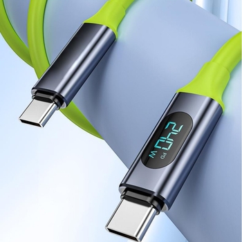 Type-C кабел за данни с дигитален дисплей, 240W бързо зареждане, единичен конектор, PVC