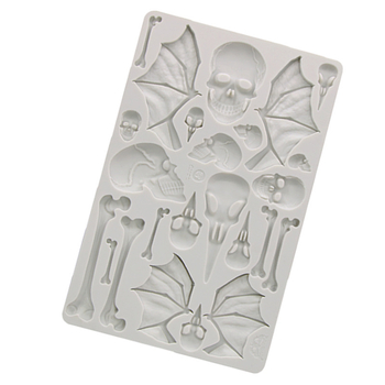 Силиконова форма за торта за фондан – череп с крила, форма: редовен многоъгълник, предназначение: моделиране на фондан