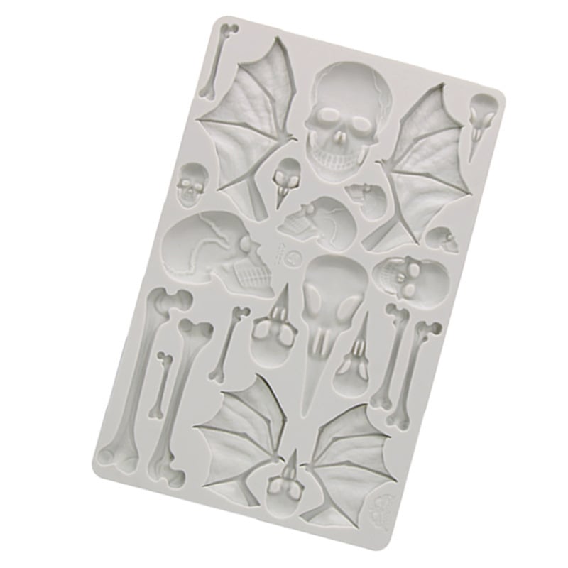 Силиконова форма за торта за фондан – череп с крила, форма: редовен многоъгълник, предназначение: моделиране на фондан