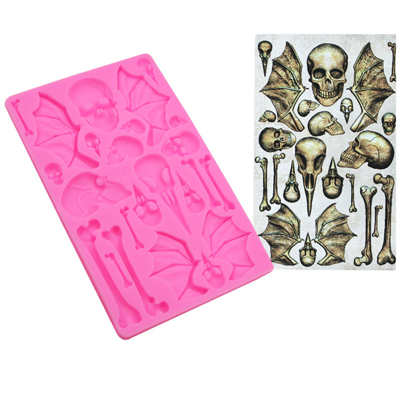 Силиконова форма за торта за фондан – череп с крила, форма: редовен многоъгълник, предназначение: моделиране на фондан