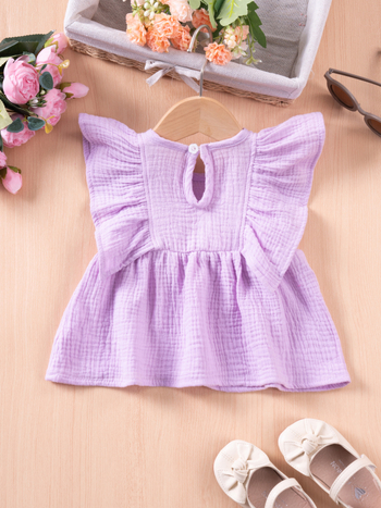 Dječji pamučni T‑shirt za djevojčice s lagano prozračnim rukavima, okrugli izrez, jednobojan, odvode vlagu, ljeto 2025