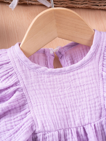 Dječji pamučni T‑shirt za djevojčice s lagano prozračnim rukavima, okrugli izrez, jednobojan, odvode vlagu, ljeto 2025