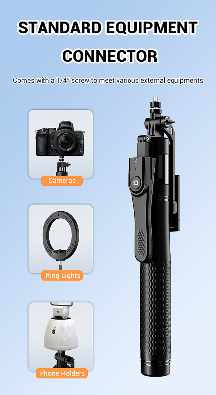 DF алуминиев селфи стик със трипод за мобилен телефон — стабилизация, Bluetooth, дистанционно управление, осветление за запълване, вертикално снимане