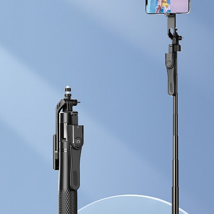 DF алуминиев селфи стик със трипод за мобилен телефон — стабилизация, Bluetooth, дистанционно управление, осветление за запълване, вертикално снимане