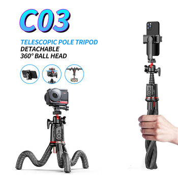 Three Eight C03: Oktopoda statīvs telefonam un GoPro ar Bluetooth tālvadību – Plastmasas korpuss