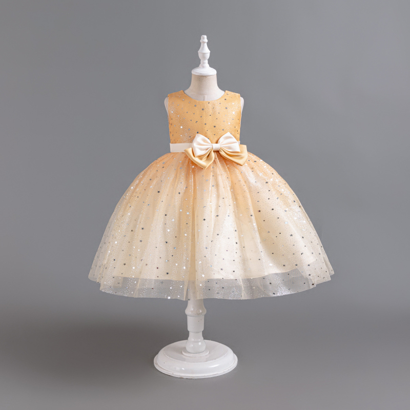 Dječja haljina princeza sa šljokicama i zvjezdicama, dizajn blokova, 65% poliester, podstava pamuk, za dob 3–8 godina