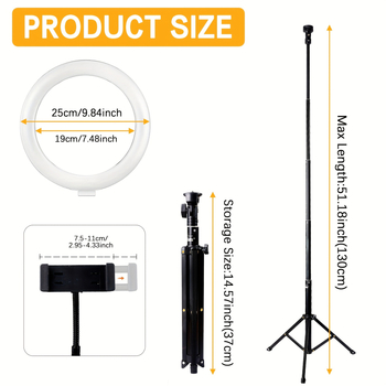 LED φως δαχτυλιδιού με ρυθμιζόμενο δαχτύλιο, γυάλινο κάλυμμα, τροφοδοσία με μπαταρίες, 110V, διακόπτης κουμπί, DIY