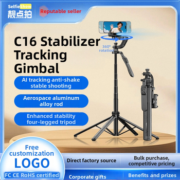 Rankinis stabilizatorius C16 — 360° panoraminis gimbal, veido sekimas, išmaniojo telefono laikiklis; ABS + aliuminio lydinys, Bluetooth, nuotolinis valdymas