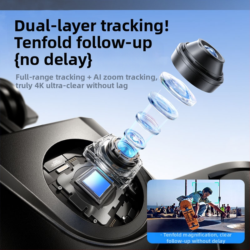 Ръчен стабилизатор C16 — 360° панорамна гимбал, следене на лицето, държач за телефон; ABS + алуминиева сплав, Bluetooth, дистанционно управление