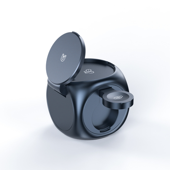 Μαγνητικός Ασύρματος Φορτιστής 3-σε-1 σε σχήμα κύβου για Apple AirPods, Apple Watch και iPhone (15W, AFC, πυρίμαχο PC, 2A)