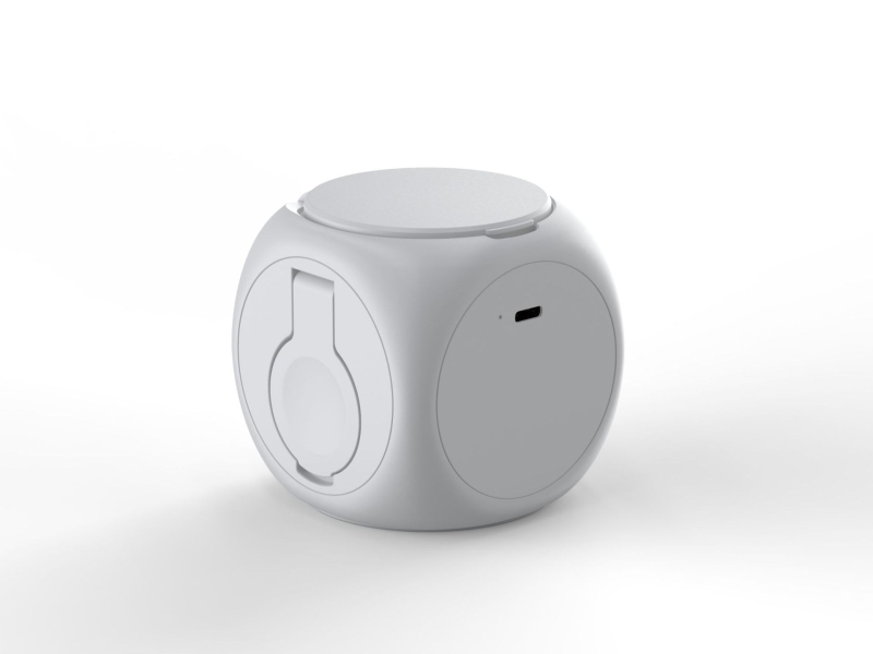 Μαγνητικός Ασύρματος Φορτιστής 3-σε-1 σε σχήμα κύβου για Apple AirPods, Apple Watch και iPhone (15W, AFC, πυρίμαχο PC, 2A)