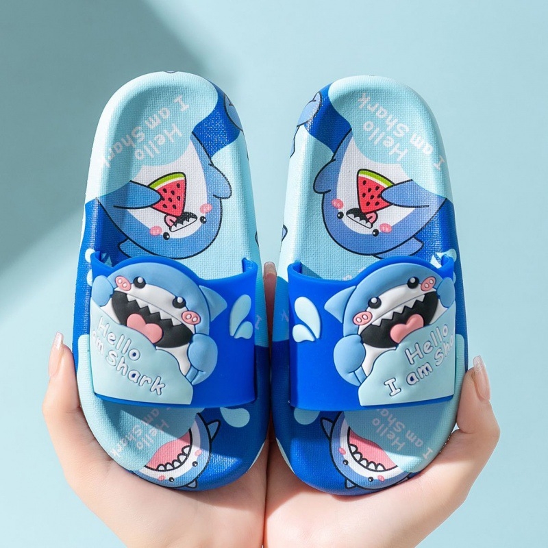 Детски джапанки за лято, акулен принт, PVC горна част и подметка, нескользящи, за деца 1–3 години