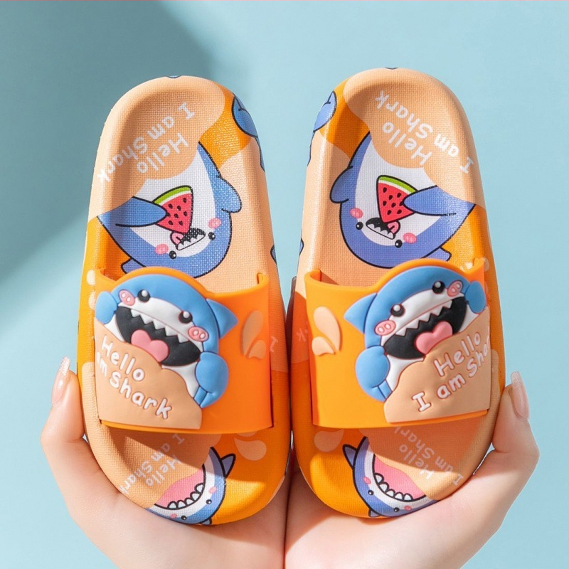 Детски джапанки за лято, акулен принт, PVC горна част и подметка, нескользящи, за деца 1–3 години