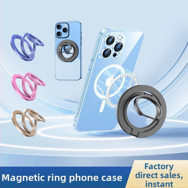 Držiak na telefón s prsteňom a magnetom, zo zliatiny, trojstupňový skladací dizajn, obsahuje magnetický list, umývateľnú lepiacu pásku, lesklú nálepku