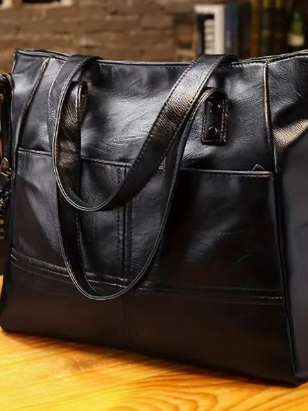 Ženski dvodijelni set torbi: mekana kožna ramena torba i tote torba s velikim kapacitetom, zatvarač, za svakodnevnu upotrebu