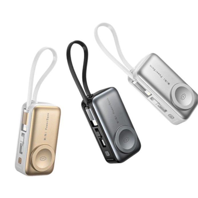 Mini magnetinė kapsulė powerbank 5000mAh, 22,5W dvipusė greito įkrovimo, 3-in-1 funkcija telefonui ir išmaniesiems laikrodžiams