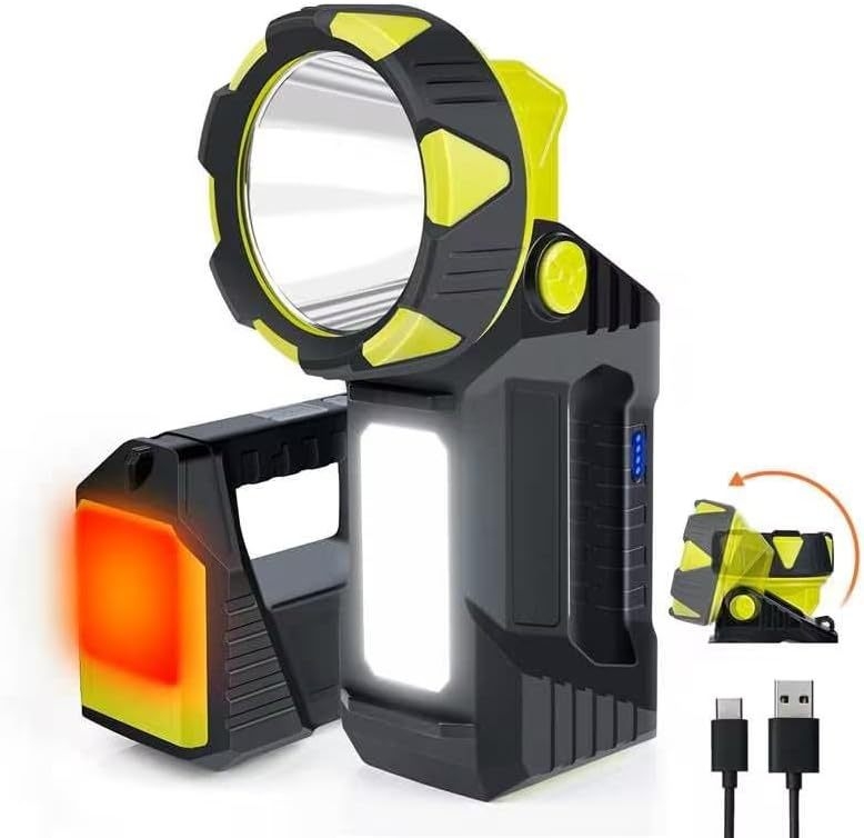 Kamperska LED svjetiljka s jakim LED-om, USB punjenjem i izlazom za nužno osvjetljenje, ručno pokretanje, baterija 6800 mAh, domet iznad 500 m