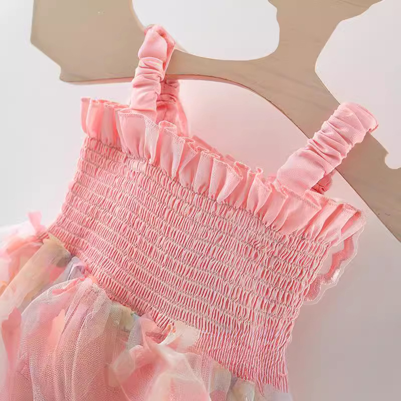 Princesės stiliaus suknelė su tinklo audiniu, medvilnės pamušalas, 100% poliesteris, skirtas mergaitėms 1–3 metų