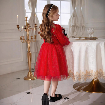 Παιδικό βαμβακερό φόρεμα Α-γραμμής, μακρυμάνικο, μονόχρωμο, γκλίτερ στο στρίφωμα, για 1–3 ετών