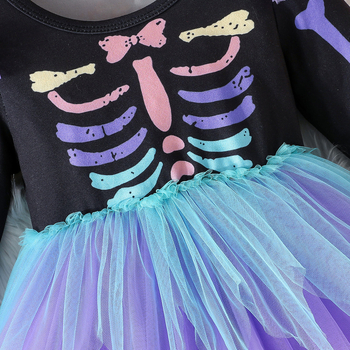 Dječja haljina s nepravilnom mrežastom suknjom, cartoon uzorak, Milk Silk materijal, 89% poliester