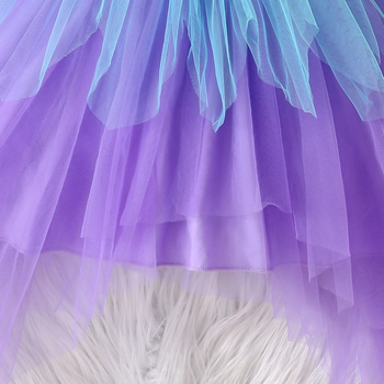 Dječja haljina s nepravilnom mrežastom suknjom, cartoon uzorak, Milk Silk materijal, 89% poliester