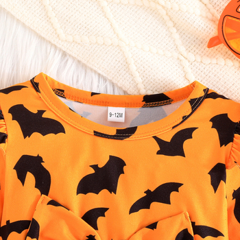 Φόρεμα για κορίτσια με μοτίβο νυχτερίδας και διχτυωτή φούστα, Α-γραμμής; κύριο ύφασμα 95% πολυεστέρας; επένδυση 100% πολυεστέρας; κατάλληλο για ηλικίες 1–3 ετών