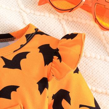 Φόρεμα για κορίτσια με μοτίβο νυχτερίδας και διχτυωτή φούστα, Α-γραμμής; κύριο ύφασμα 95% πολυεστέρας; επένδυση 100% πολυεστέρας; κατάλληλο για ηλικίες 1–3 ετών