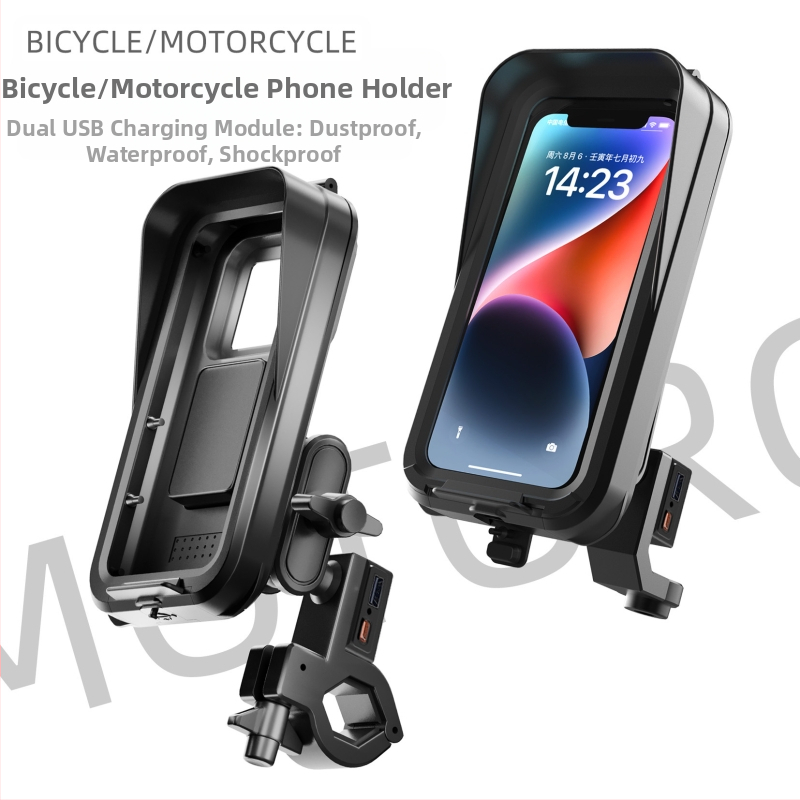 Nabíjací držiak na telefón pre elektrický motocykel, vodotesný plastový držiak pre navigáciu na bicykli