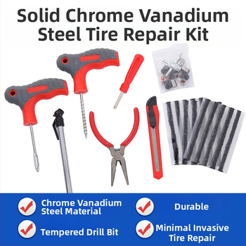 Σετ επισκευής ελαστικών έκτακτης ανάγκης, 34 τεμάχια, σε υφασμάτινη τσάντα, Hongfeng Tools