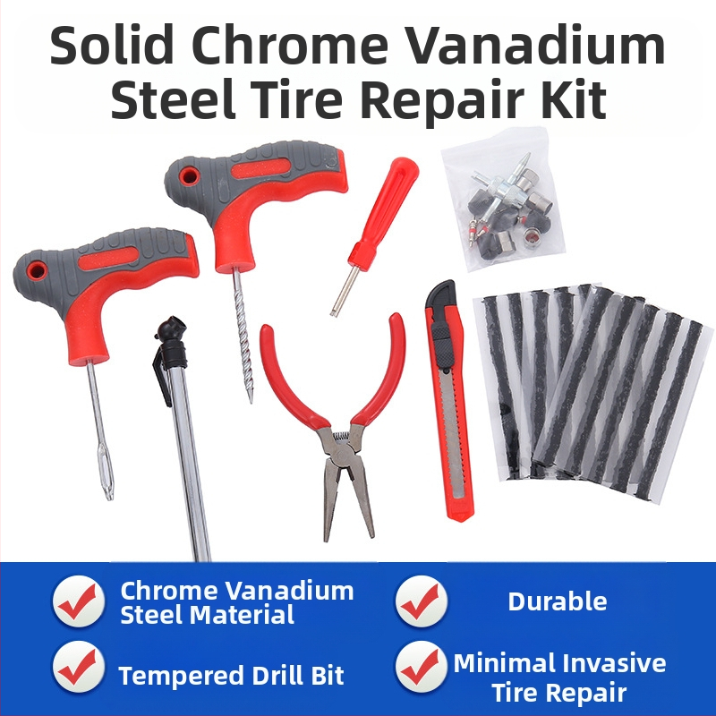 Комплект за аварийно ремонт на гуми, 34 части, в платнена чанта, Hongfeng Tools