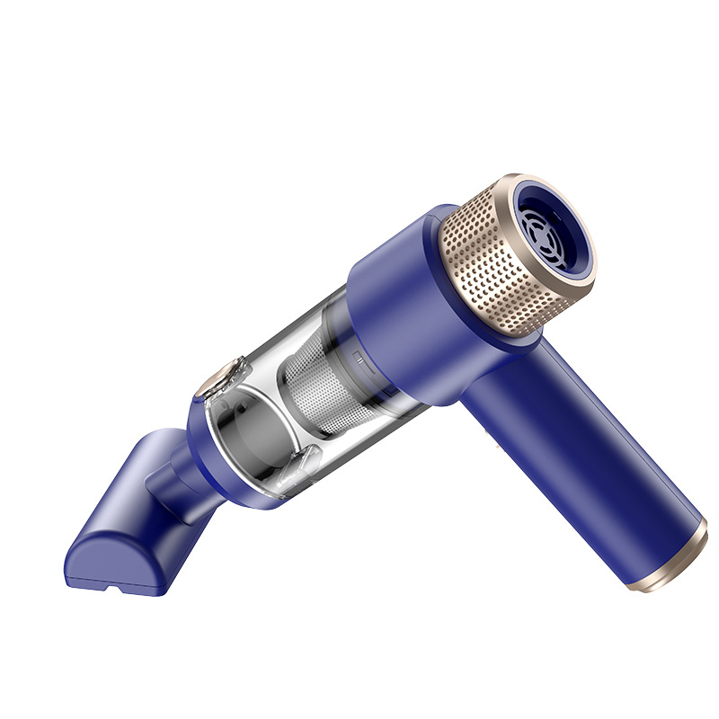 Belainė rankinė automobilių dulkių siurblys, 4-in-1: galingas siurbimas, pūtimas, vandens įsisavinimas ir dulkių plovimas; siurbimo galia 6000 Pa, galia 120 W, 7,4 V įkraunama baterija, 45000 rpm