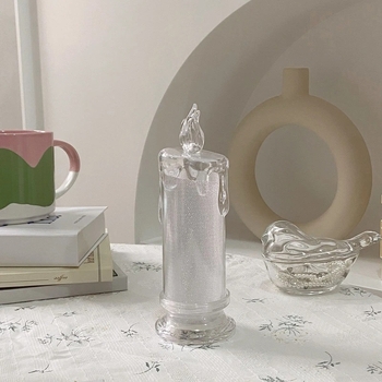 Νυχτερινό LED φως σε μορφή κεριού – ρομαντική ατμόσφαιρα υπνοδωματίου, διακοσμητικό γραφείο (Ενσωματωμένη μπαταρία; Πλαστικό αβαζούρ; Τάση ≤36V; Μοντέρνο μινιμαλιστικό στύλ)